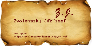 Zvolenszky József névjegykártya